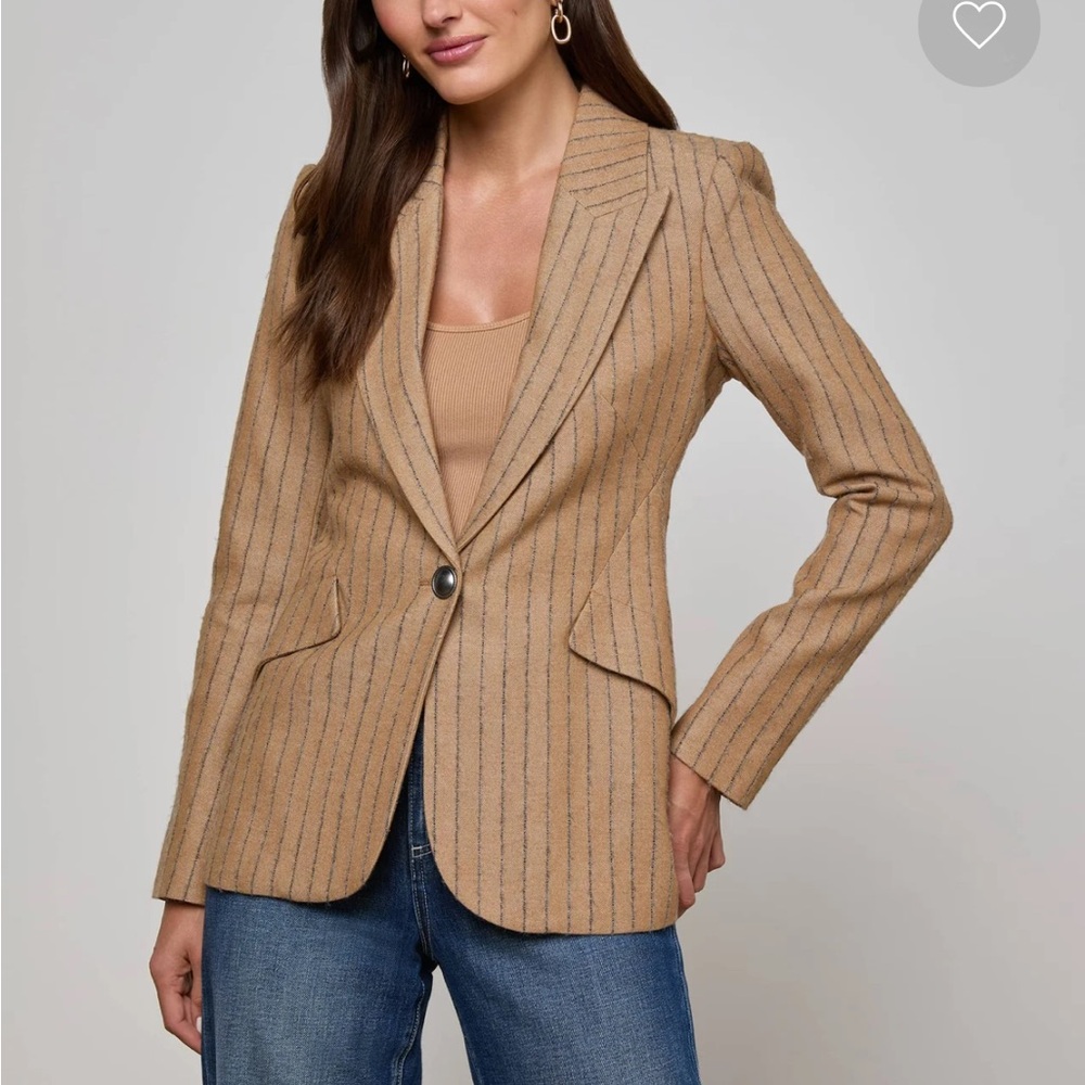 L'AGENCE Tan Striped Blazer
